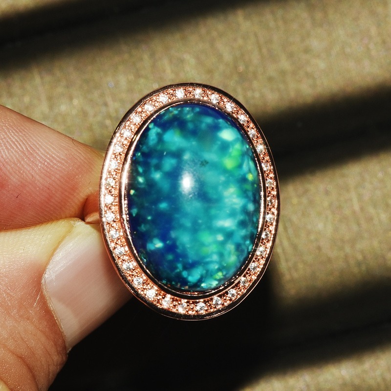 [Ready Stock]New Luxury Opal Ring Fashion Luxury