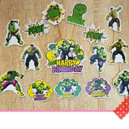 Topper toper tusukan hiasan kue cupcake cup cake ulang tahun birthday karakter Hulk