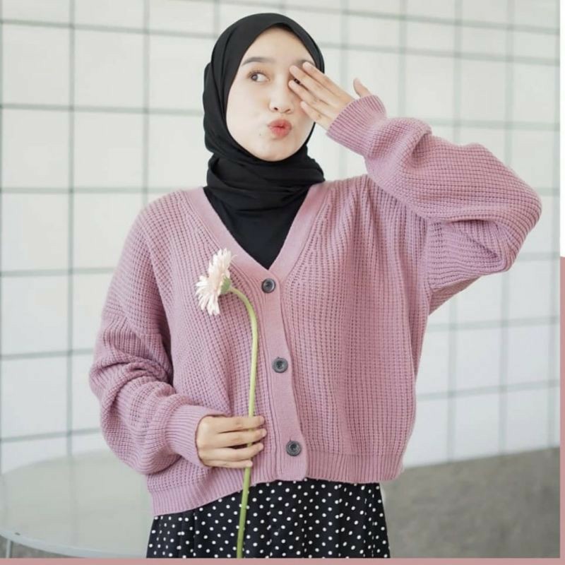 MALIKA CARDY OVERSIZE / Cardigan Rajut Oversize / Baju Rajut / Cardi Crop-5