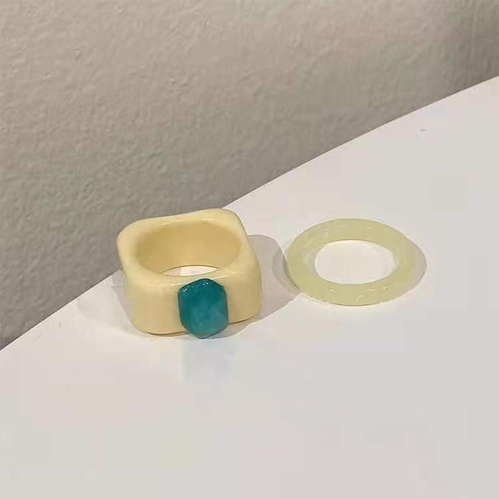 Mxbeauty Set Cincin Resin Korea Lucu Permen Warna Manis Perhiasan Fashion