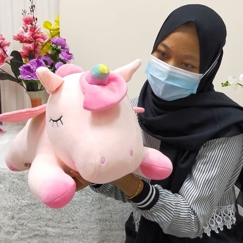 Boneka Lying Unicorn Sayap Size 55cm/22'' boneka unicorn soft/Boneka Karakter/Boneka Unicorn Empuk