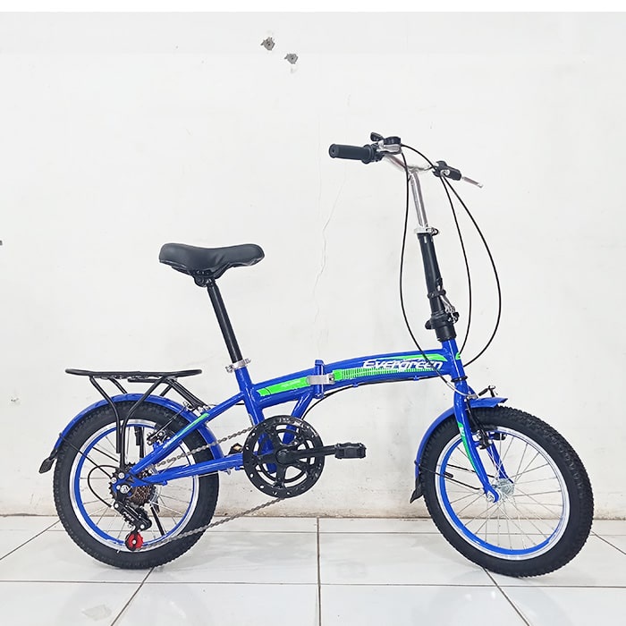 Sepeda Lipat Anak 16 inch Evergreen 6 Speed Murah-7 SPEED - BIRU