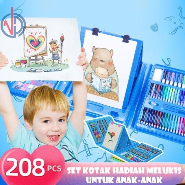 ART SET CRAYON KRAYON ANAK SET ISI 208 PCS PENSIL WARNA ALAT LUKIS SET CRAYON SET VD