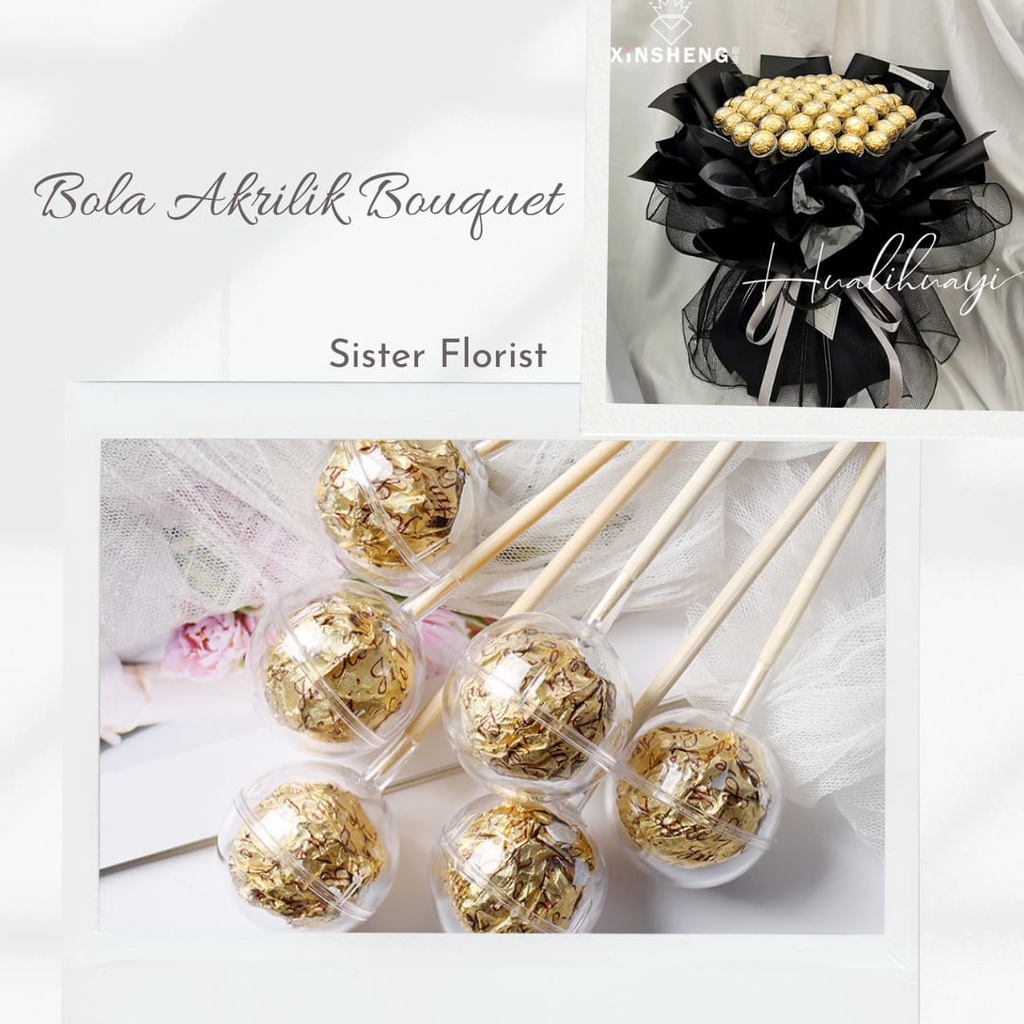 

SF012 Bola Akrilik Bouquet/ Korea Ferrero Chocolate Cage - Tempat Coklat - Bouquet - Hadiah - Hiasan - Kado / Box Coklat / Box Ferrero Rocher
