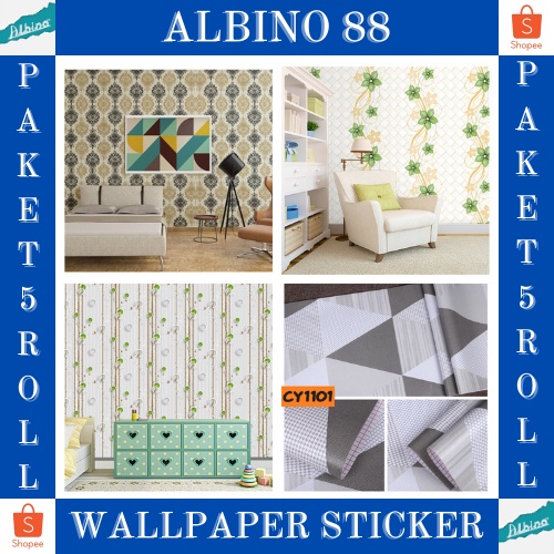 PROMO PAKET 5 ROLL WALLPAPER STICKER DINDING/ WALLPAPER RUANG TAMU/ WALLSTICKER/ MOTIF BATIK ELEGANT TERMURAH