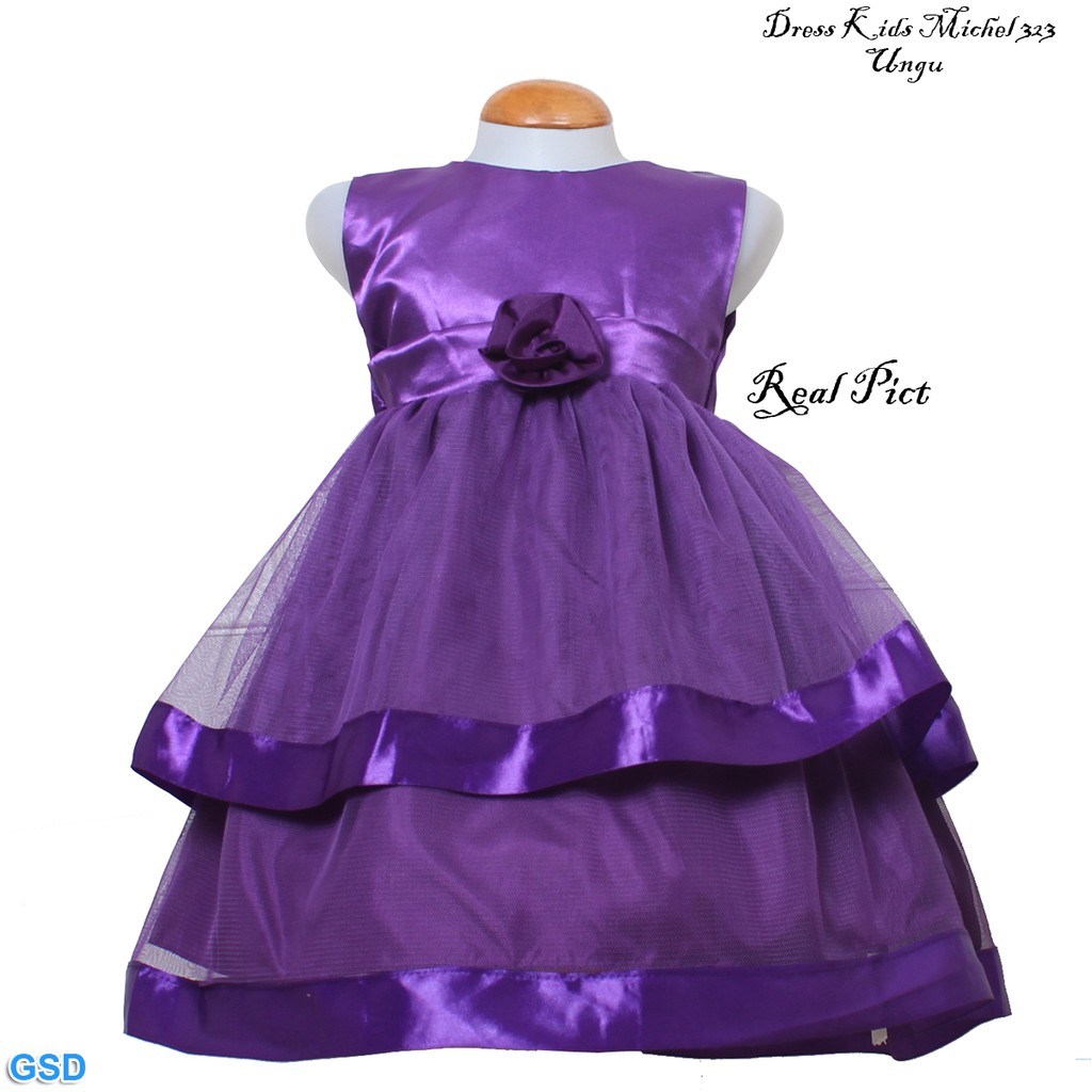 Dress Kids Michel 323/ Baju pesta Anak Saten/Baju Anak Tanpa Lengan/Baju Jalan Anak Kecil