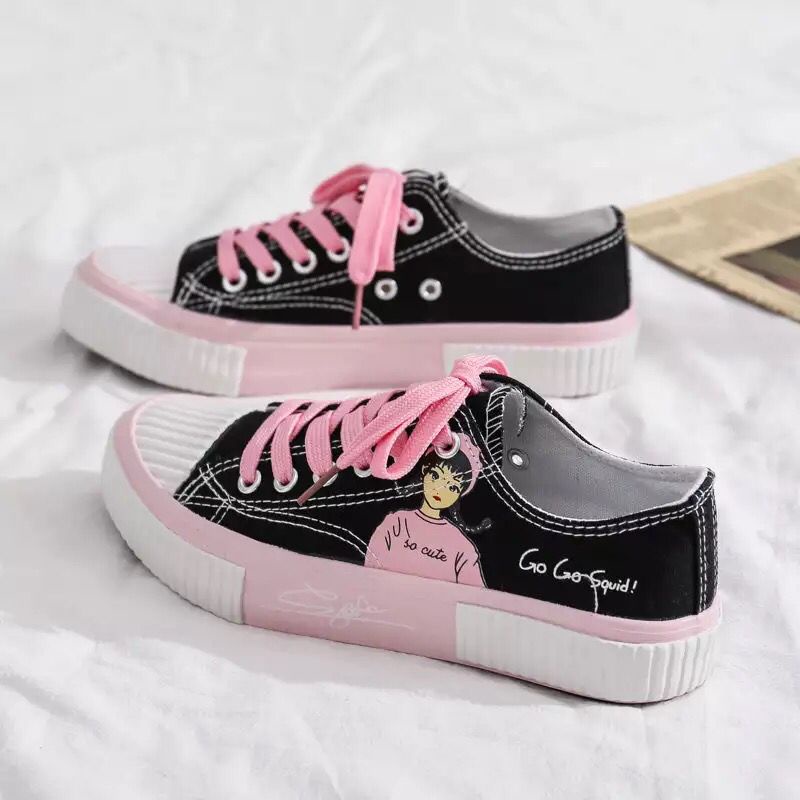 IDEALIFESHOES SEPATU KANVAS WANITA ABG WARNA PINK IMPORT SEPATU CEWEK CUTE SHOES  KY-04