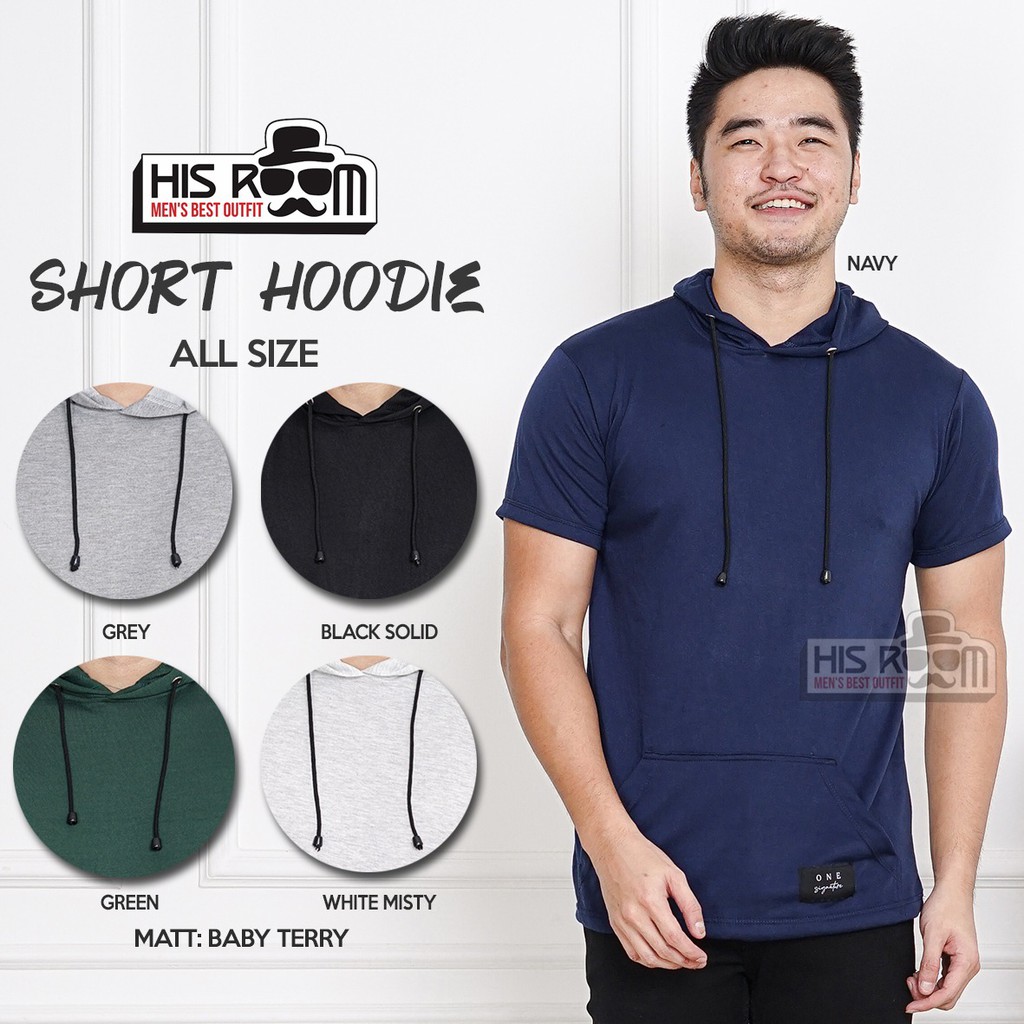 HSRM - 277 Jaket Hoodie Polos Pria Kaos Hoodie Lengan Pendek Hodie Lengan Pendek Cowok Kaos Hodie