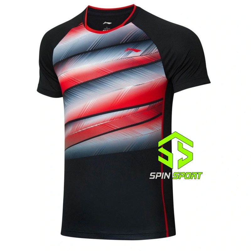 [L21505 Hitam] Kaos Baju Lining Li-Ning Import Premium Badminton Bulutangkis Tenis Meja Pingpong Vol