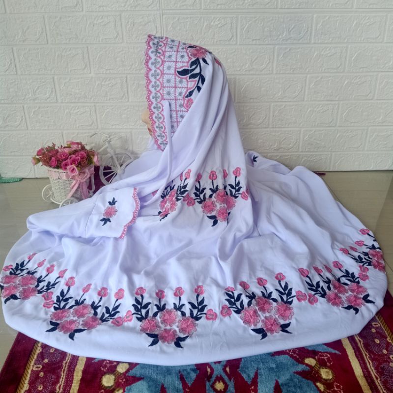 Mukena Dewasa Model Terusan Bordir  Katun