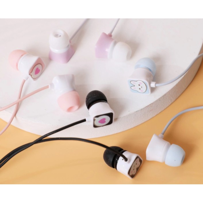 [XY-51] Set Headset Earphone Kartun Anak Perempuan NICE HOLIDAY / Wadah Earphone Kotak Transparan