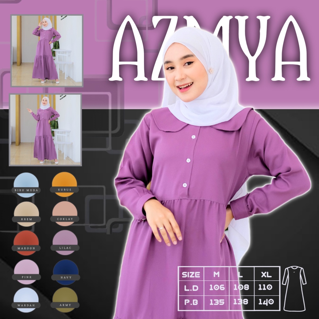 AZMIYA - Baju Gamis Wanita Terbaru 2022 Dress Remaja Kekinian Model Muslim Syari Dres Dewasa Set War