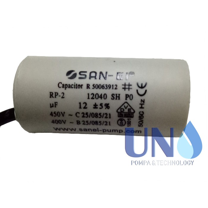 12 uf / 450 Volt SanEi Capacitor / Kapasitor Bulat Pompa Air