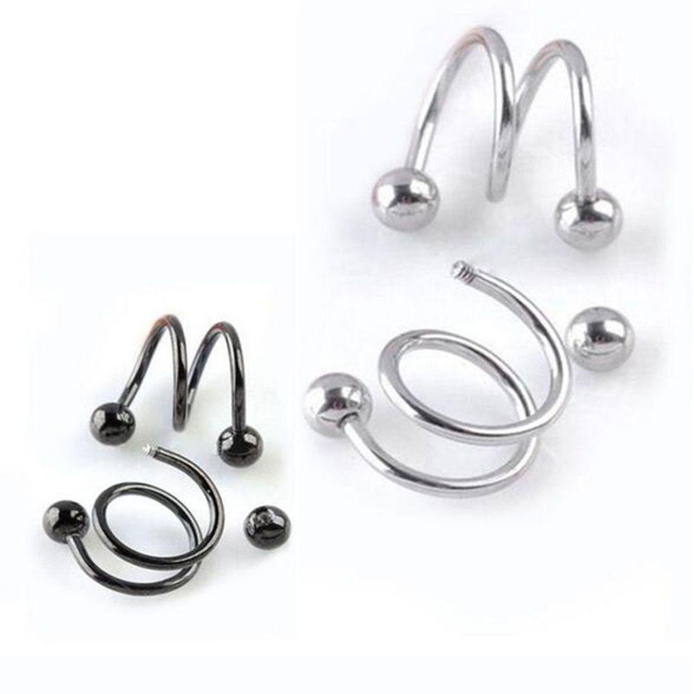 Needway Perhiasan Punk 2 Pcs Stainless Steel Helix S Spiral Bibir Hidung Cincin Tindik Tubuh