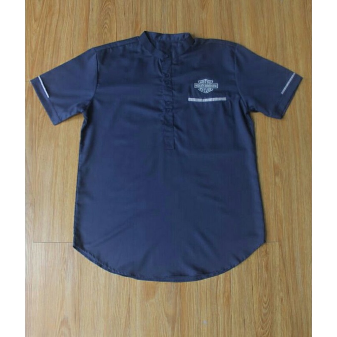 Baju Koko Harley Davidson - Lengan Pendek - Baju Lebaran - Kurta - Katun - Pakaian Muslim Pria - Kem