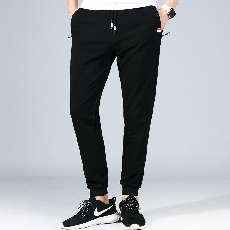 Tanpa Ongkir Celana Olahraga Panjang Pria HITAM Import Original Jogging Running Santai Voli Casual C