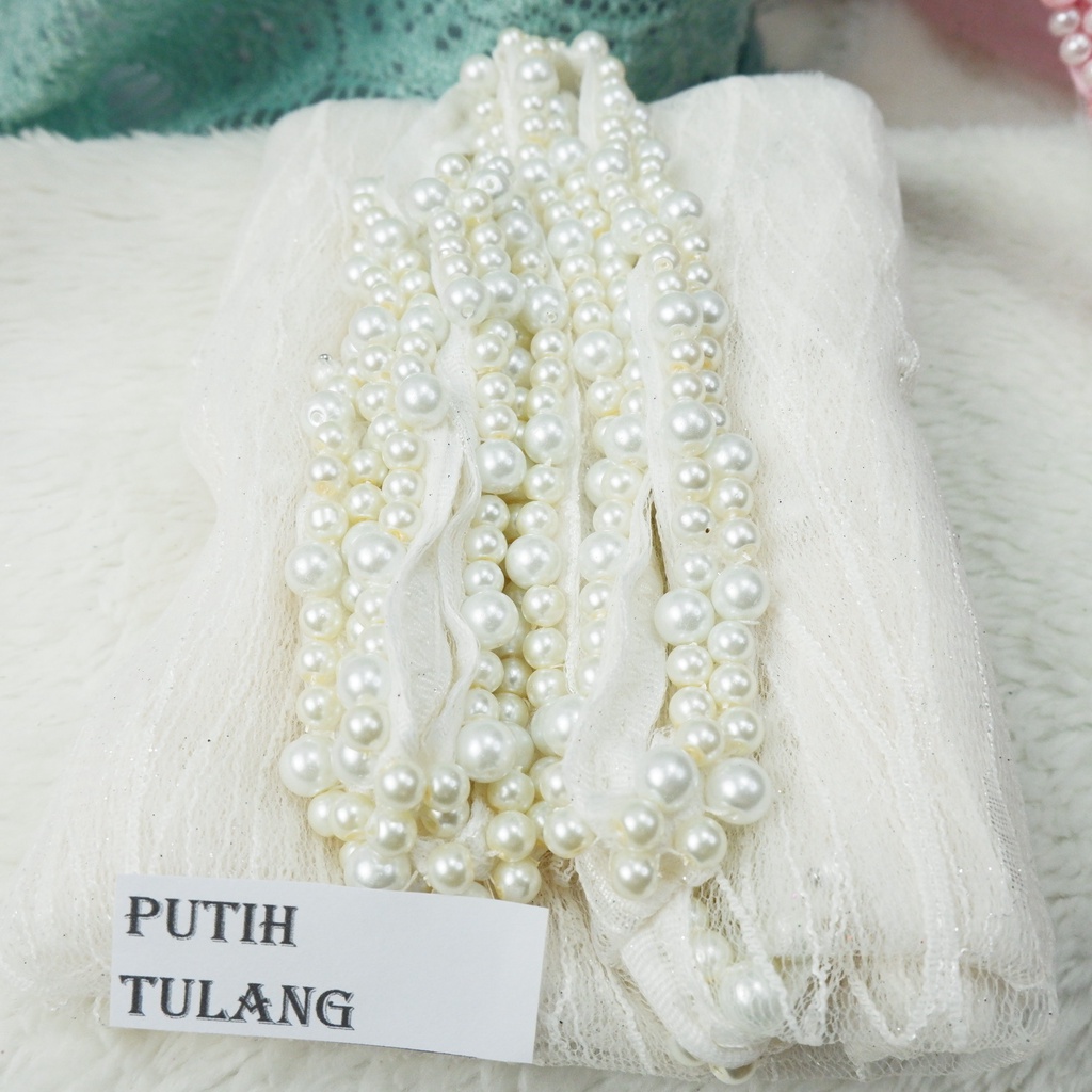 VEIL  MUTIARA SLAYER  PENGANTIN MOTIF ALL VARIAN COLOUR-PUTIH TULANG