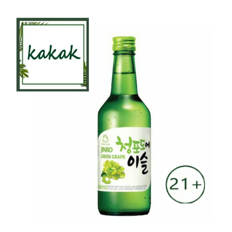 Soju Jinro Greengrape anggur  360ml botol Chamisul Jinro Chamisul Anggur Soju import 360ml Soju Korea jinro Anggur