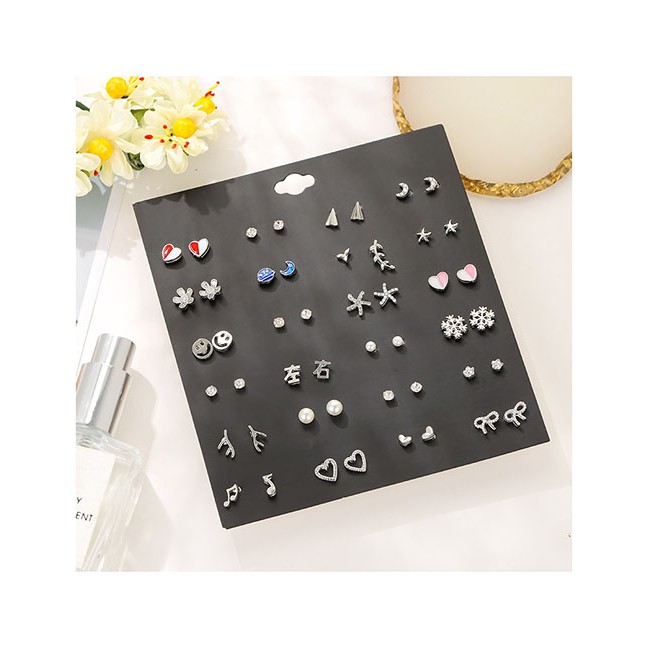 LRC Anting Set Fashion Color Love Star Flower Stud Earrings Set D60879