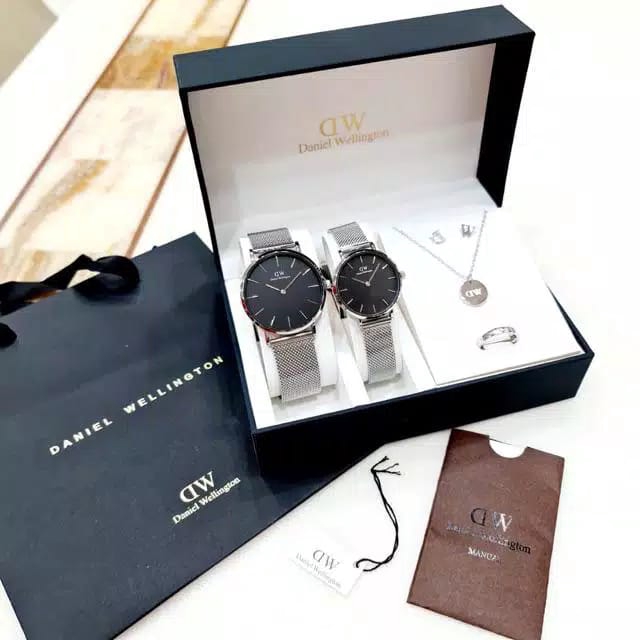 Jam Tangan Couple/Pria/Wanita Dw Set Kualitas Kw super (Harga Sepasang) Watch Wotch Wtch Jam Jqm Jsm
