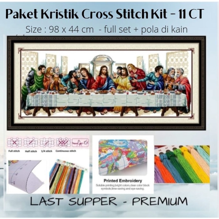 Paket Kristik DIY Cross Stitch - Last Supper Kristik Perjamuan Kudus