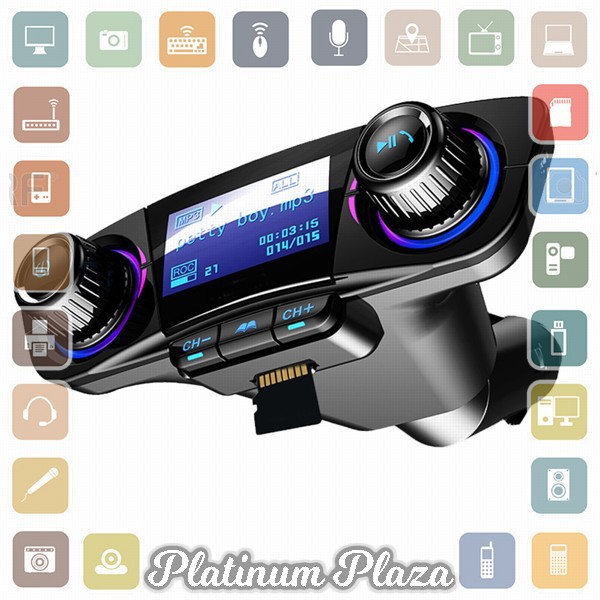 Jinserta Bluetooth Audio Receiver FM Transmitter Handsfree with USB Car Charger - BT0`1BUZ21-- Black