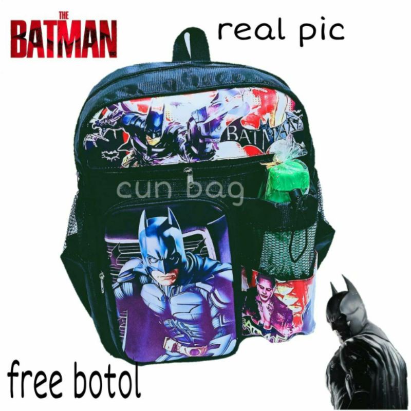 Tas ransel anak karakter tayo batman spiderman free botol minuman tas anak laki laki