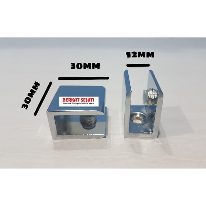 Ambalan Jepit Kaca KOTAK Stainless Penyangga Ambalan Kaca 5 - 12 mm S