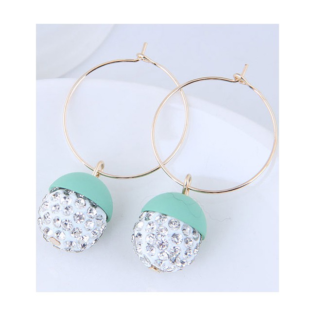 LRC Anting Hoops Fashion Round Shape Decorated Earrings