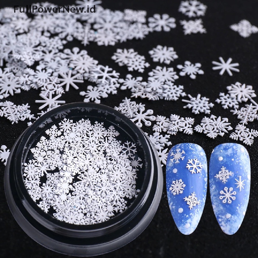 (Full) 1 Botol / 100pcs / Set Ornamen Snowflake Putih Untuk Dekorasi Nail Art 2022