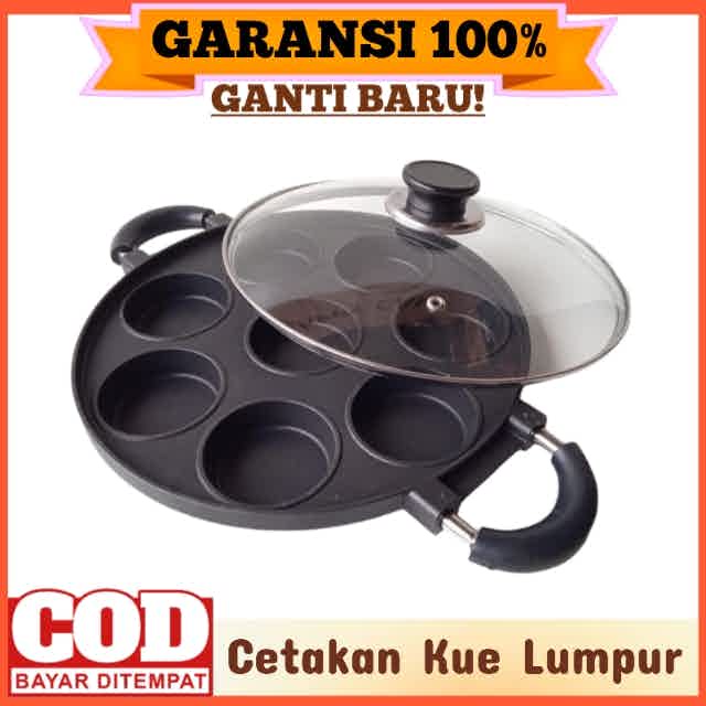 Happy Call Cetakan Kue Apem Teflon Martabak Mini Cetakan Kue Lumpur 8 Lubang Teflon Anti Lengket