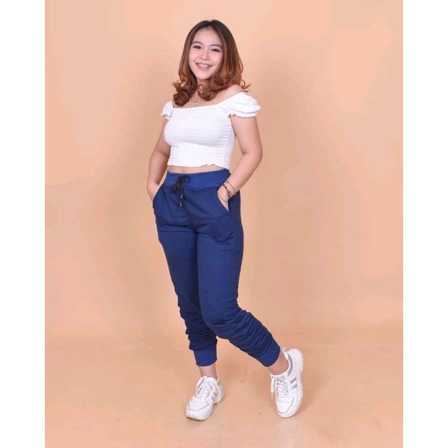 Celana Jogger Panjang Training Trening Pria Wanita M L XL bahan babyterry