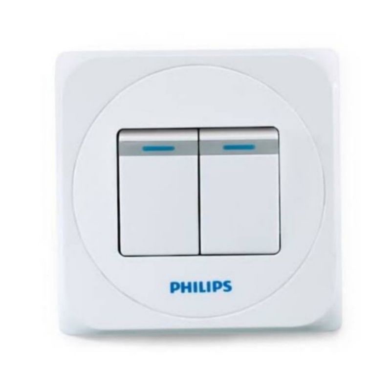 PHILIPS SIMPLY 2 GANG SWITCH IB SAKLAR SERI PUTIH INBOW DOUBLE TANAM GANDA