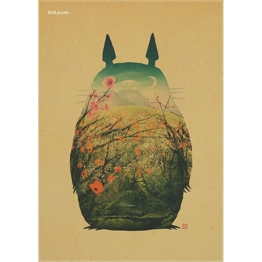 Poster Dinding Kertas Kraft Desain Anime My Neighbor Totoro Miyazaki Hayao Klasik Retro Nostalgia