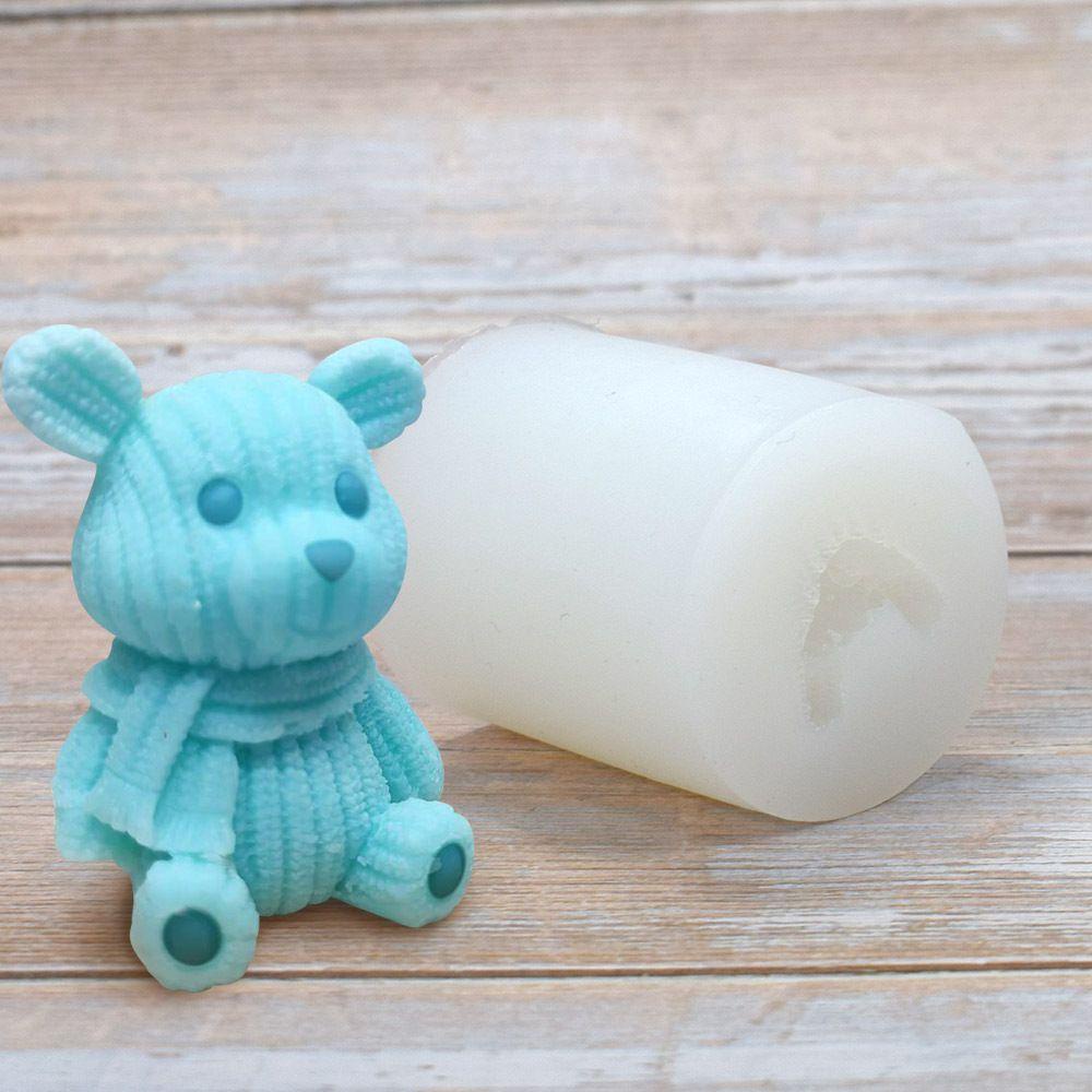 Solighter Kartun Teddy Bear Cetakan Lilin Lucu Casting Kerajinan Tangan Epoxy Resin Silicone Mold
