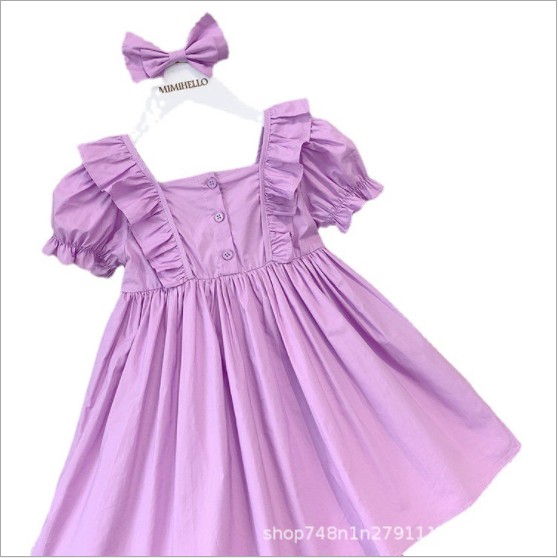 Dress Anak Perempuan PolkaDot Puff Sleeve Short Sleeve Dress+Bow