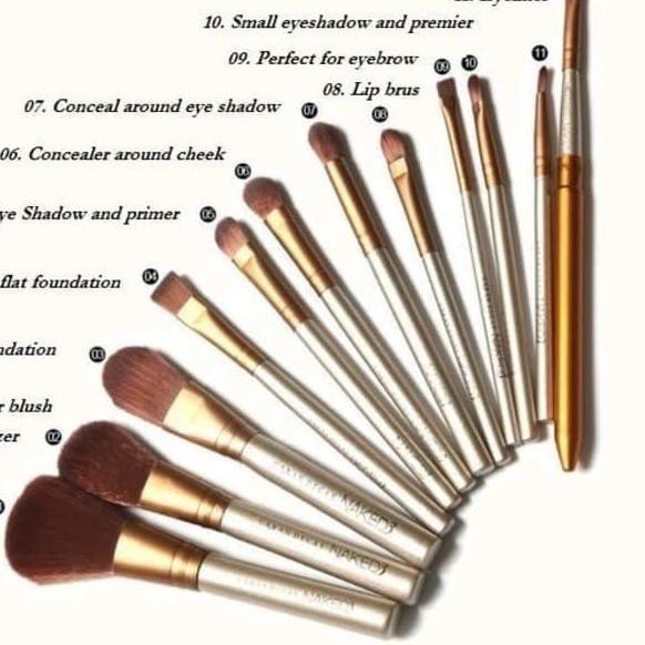 [12 Pcs/Box] Brush Make Up Kuas 1 Set Naked 3 Alat Kosmetik Make Up Komplit Lengkap Besar Lembut