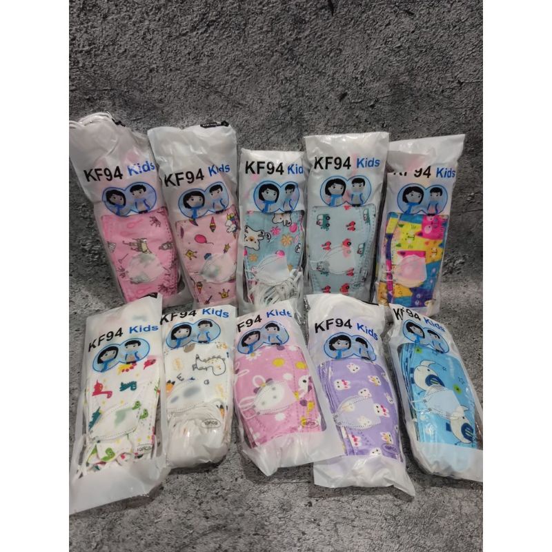 PACK PUTIH 10 PC - MASKER KF94 ANAK KIDS CHILD  BOY & GIRL