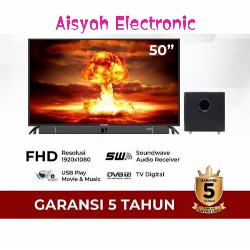 LED TV POLYTRON 50 INCH GARANSI 5 TAHUN + SOUND BAR (PLD-50BV8758)