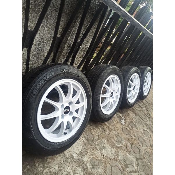 4 velg R15 PCD 100+Ban 185/65 agya ayla vios jazz yaris sigra calya datsun sirion civic mobilio freed city