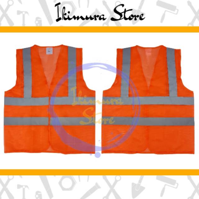 Baju Rompi Polyester Orange / Hijau / Rompi Safety / Safety Vest 4 Line Basic