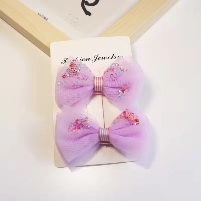 [PRINCESS KESLI]Jepit rambut busur anak-anak/klip kartun putri Korea/jepit pita 2pcs set