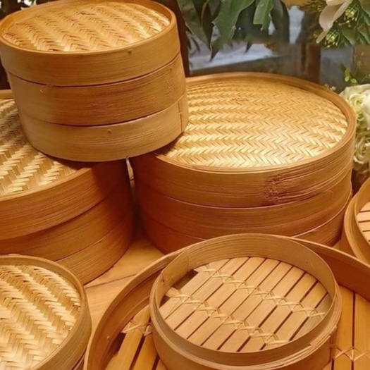 Grosir Besek Klakat Kukusan Rantang Tempat Dimsum - Siomay - Bakpao Bambu Natural