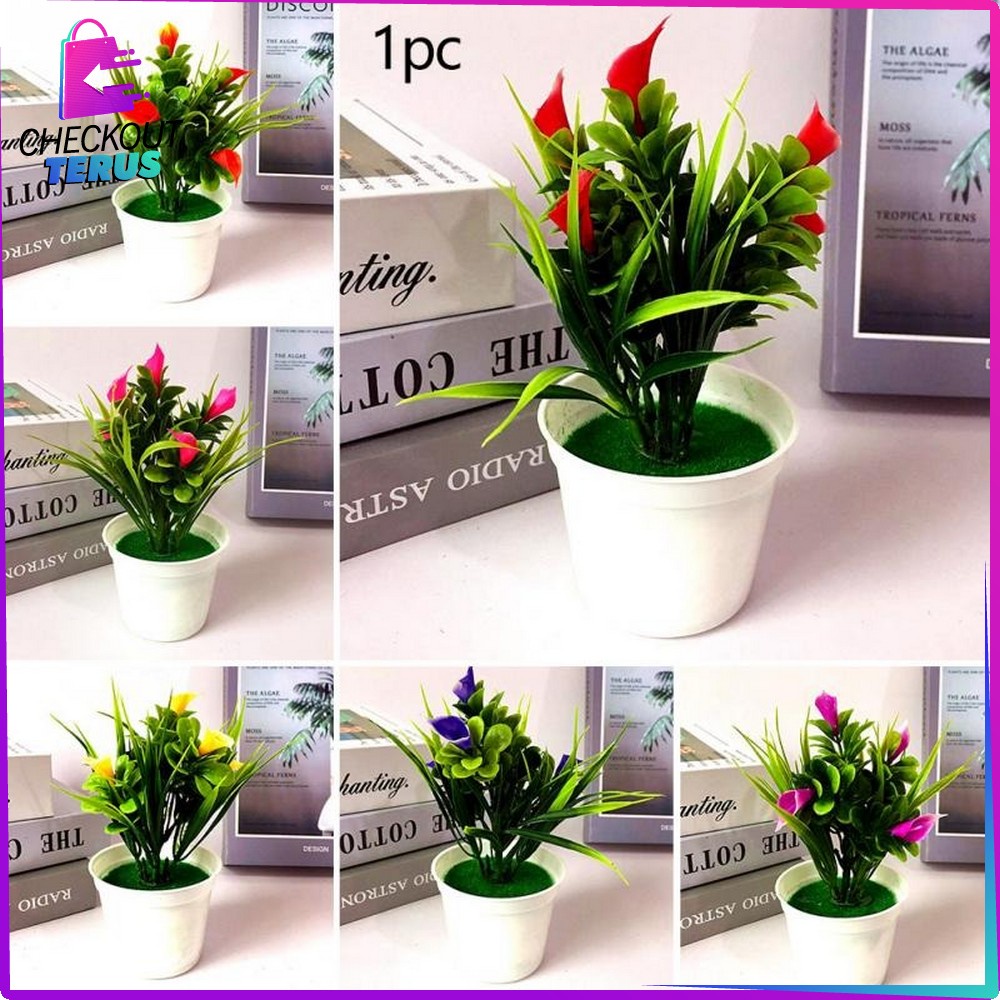 CT C83 C87 Ornamen Pot Bonsai Artificial Flower Dekorasi Ruang Tamu dan Pajangan Meja Bunga Hias Plastik