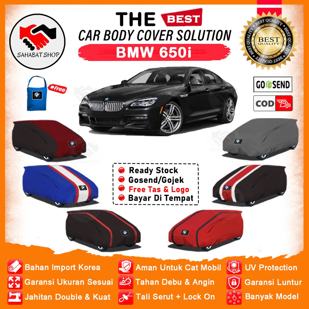 Sahabat Body Cover Mobil BMW 650i / Sarung Penutup BMW 650i Outdoor / Selimut Pelindung Mantel Jas Mantol Kerudung Kelambu Tutupan Terpal Kerodong Bungkus Pembungkus Mobil Sedan BMW 650i Waterproof Anti Air Model Orange