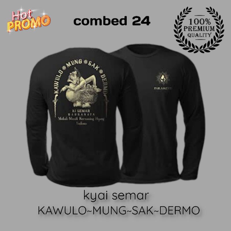 Kaos Distro Wayang Jawi Semar Lengan Panjang Bahan Combed