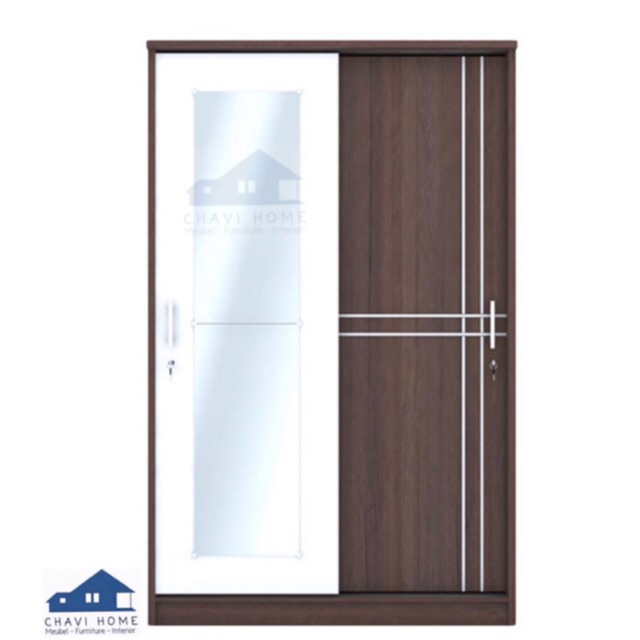 Lemari pakaian lemari baju slide pintu geser kaca panjang dark olympic