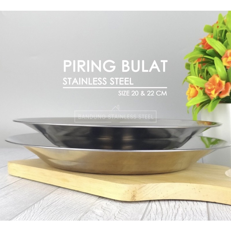 PIRING MAKAN STAINLESS STEEL / PIRING MAKAN UKURAN 20 CM DAN 22 CM BAHAN STAINLESS AWET