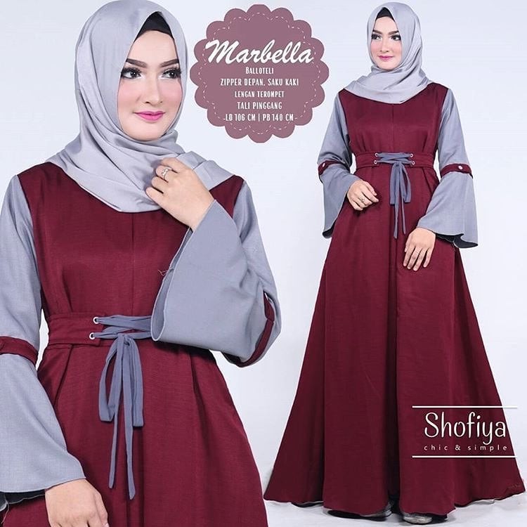 Marbella Dress muslim/Bisa Cod/Fashion Muslim/Dress Muslim Tanpa Hijab Busui
