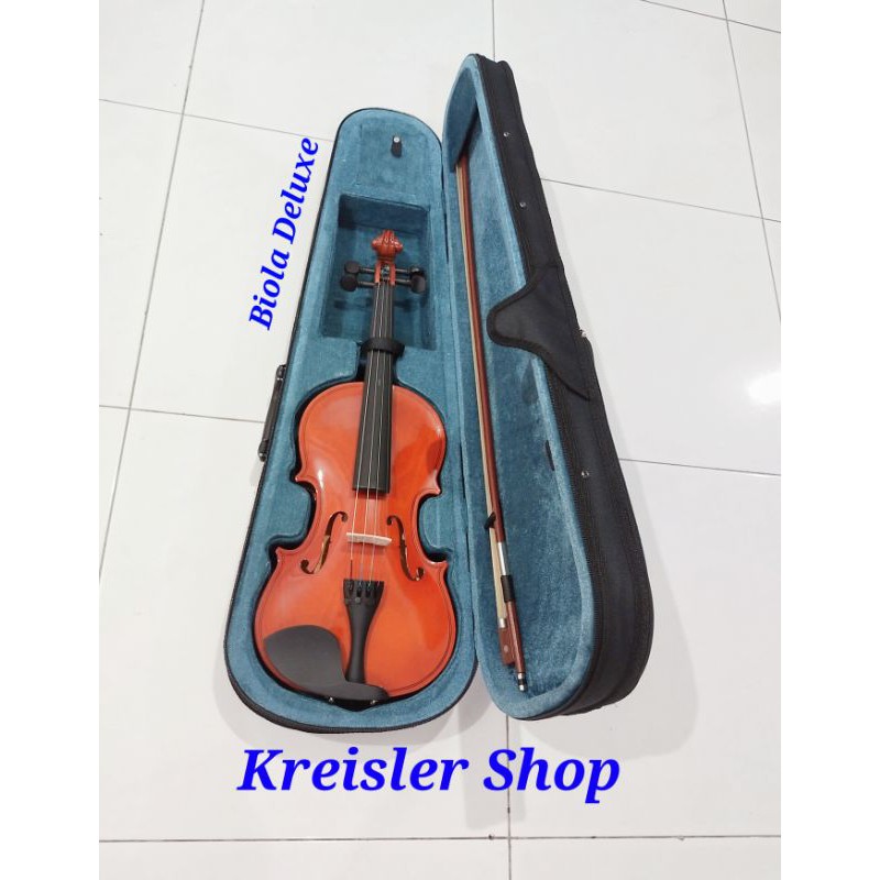 Biola Dluxe violin biola merk Deluxe dengan case rosin bow siap pakai size 4/4 3/4 1/2 1/4 dan 1/8